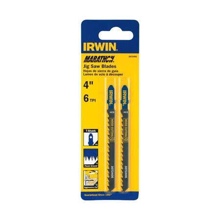 Irwin Irwin Marathon 4 in. Carbon Steel T-Shank Jig Saw Blade 6 TPI 2 pk 3072406